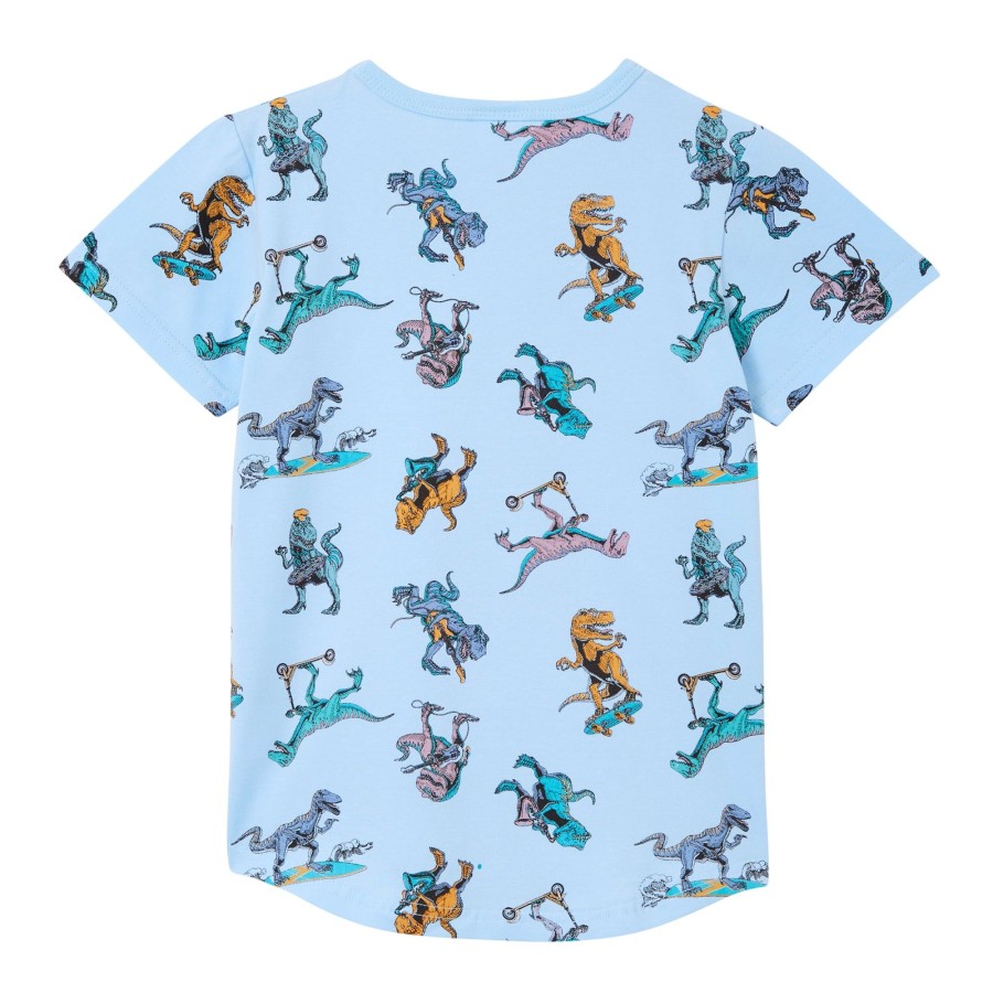 Baby [0-23M] Milky Tops | Milky Dino Skate Tee - Sky Blue