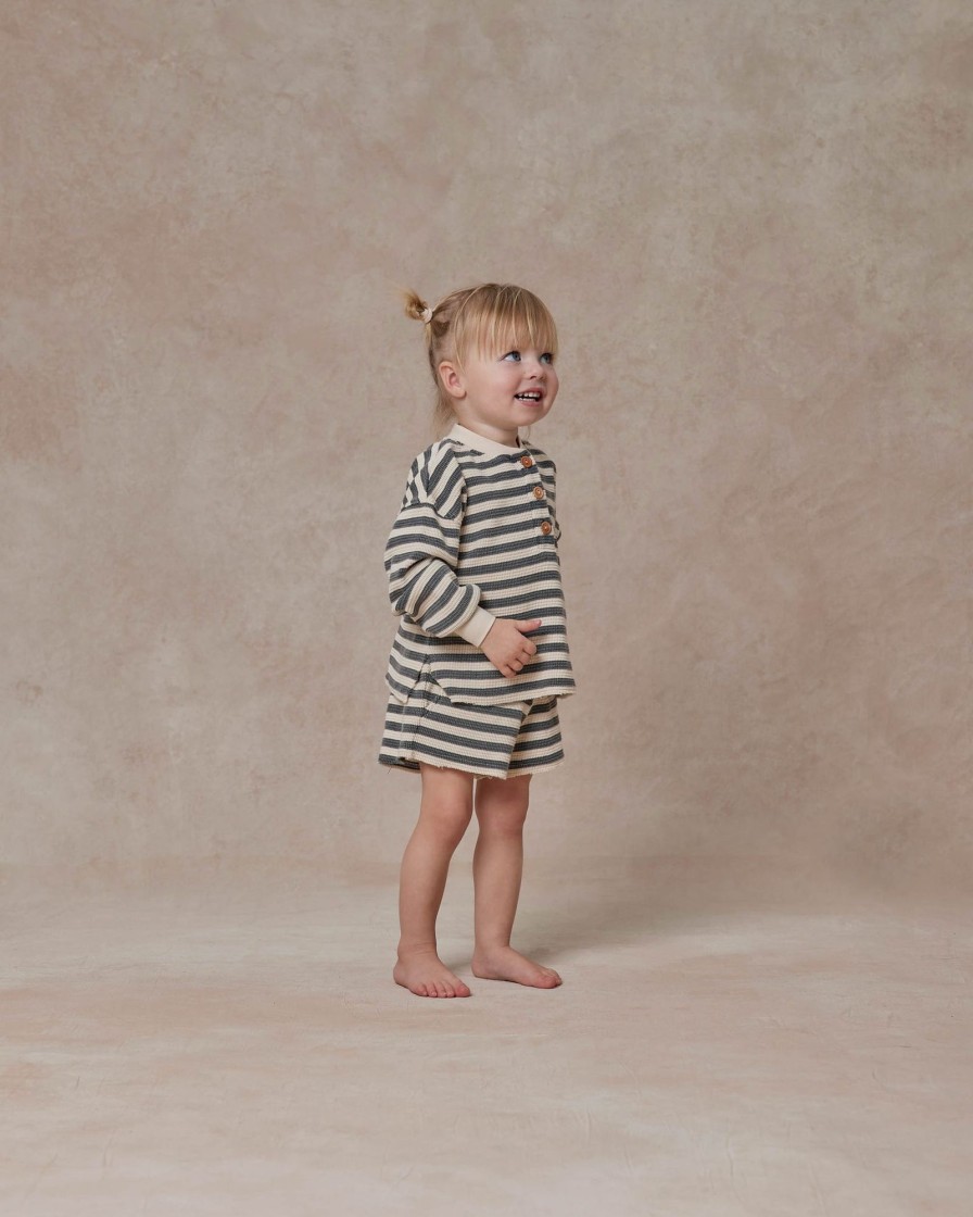 Child [2-14] Rylee + Cru Knitwear | Rylee + Cru Waffle Knit Set - Navy Stripe