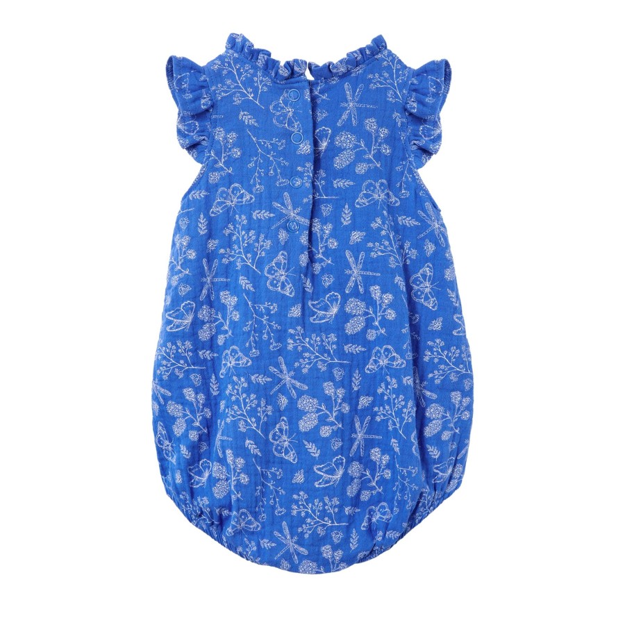 Baby [0-23M] Milky All In One | Milky Dragonfly Crinkle Cotton Playsuit - Palace Blue