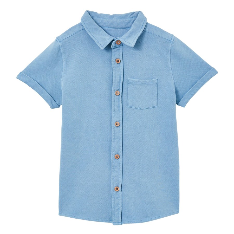 Child [2-14] Milky Tops | Milky Blue Pique Shirt - Surf Blue