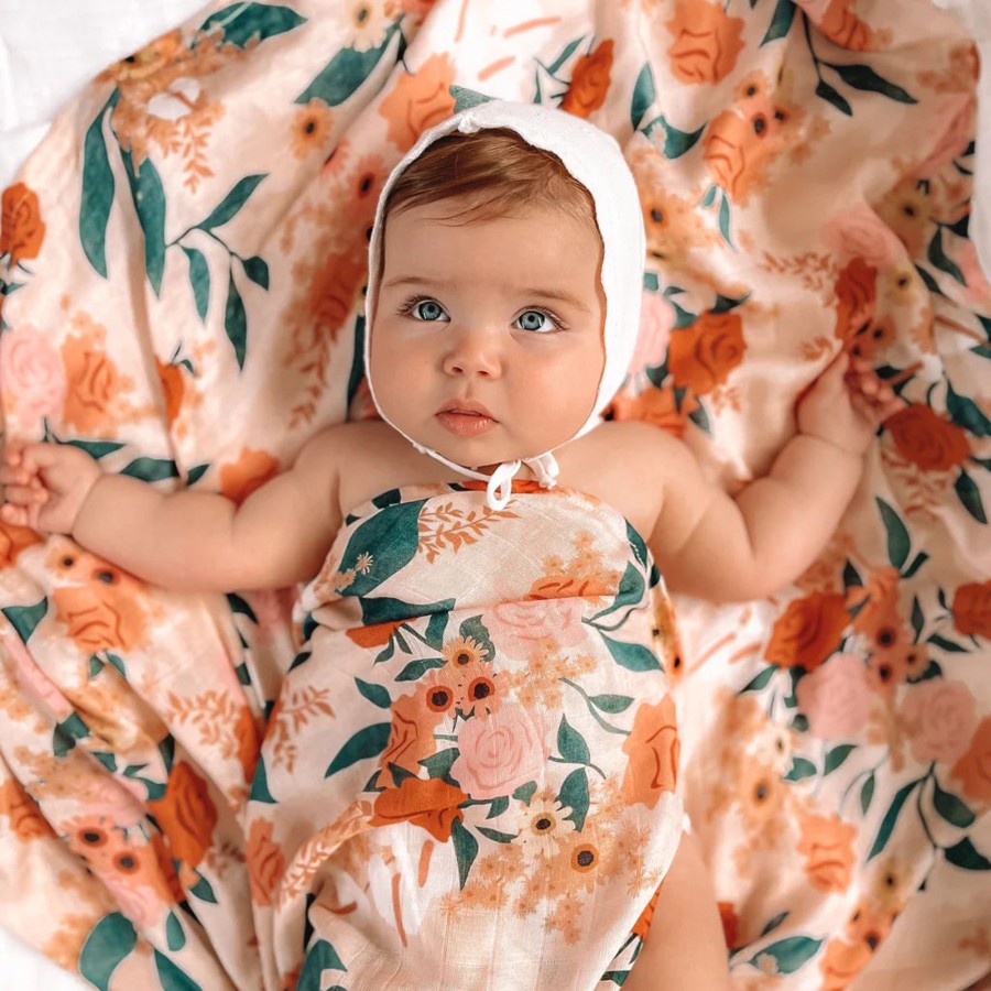 Baby [0-23M] Fox & Fallow Swaddles + Wraps | Fox & Fallow Organic Muslin Wrap - Rose Garden