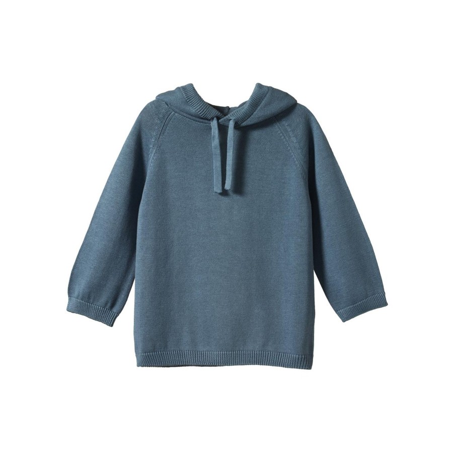 Baby [0-23M] Nature Baby Knitwear | Nature Baby Oak Hoodie - Sky Blue