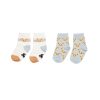 Child [2-14] Huxbaby Socks + Tights | Huxbaby Smile Bear 2Pk Socks - White + Dusty Sky