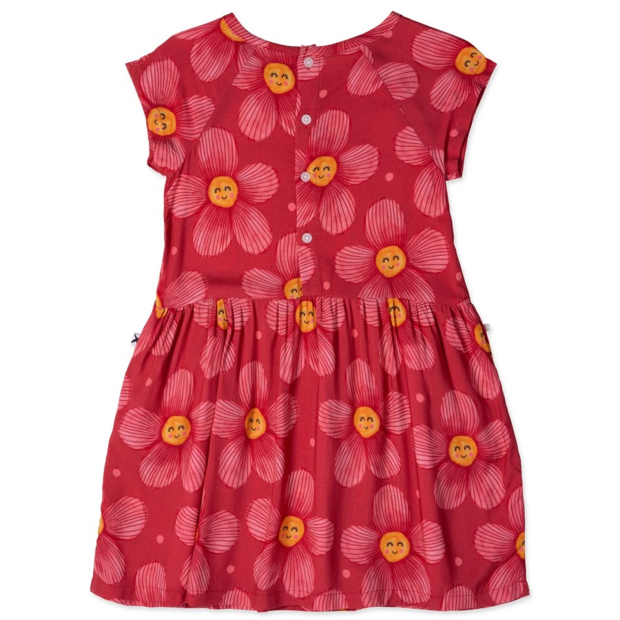 Child [2-14] Minti Dresses | Minti Painted Flower Woven Dress - Cherry